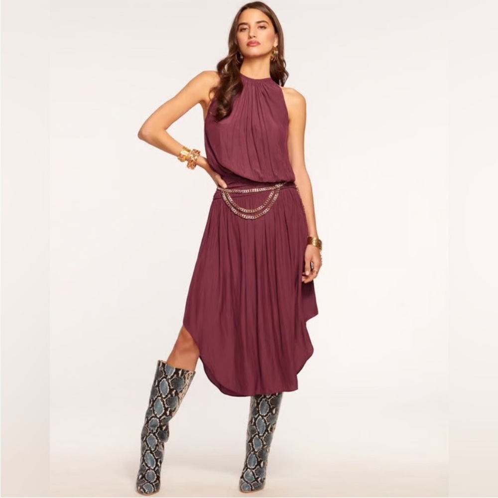 Ramy Brook Audrey sleeveless midi dress in a burgundy